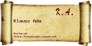 Klausz Ada névjegykártya